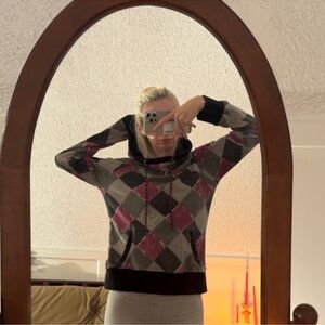 Grunge vibe Argyle Patterned Women's Sweater